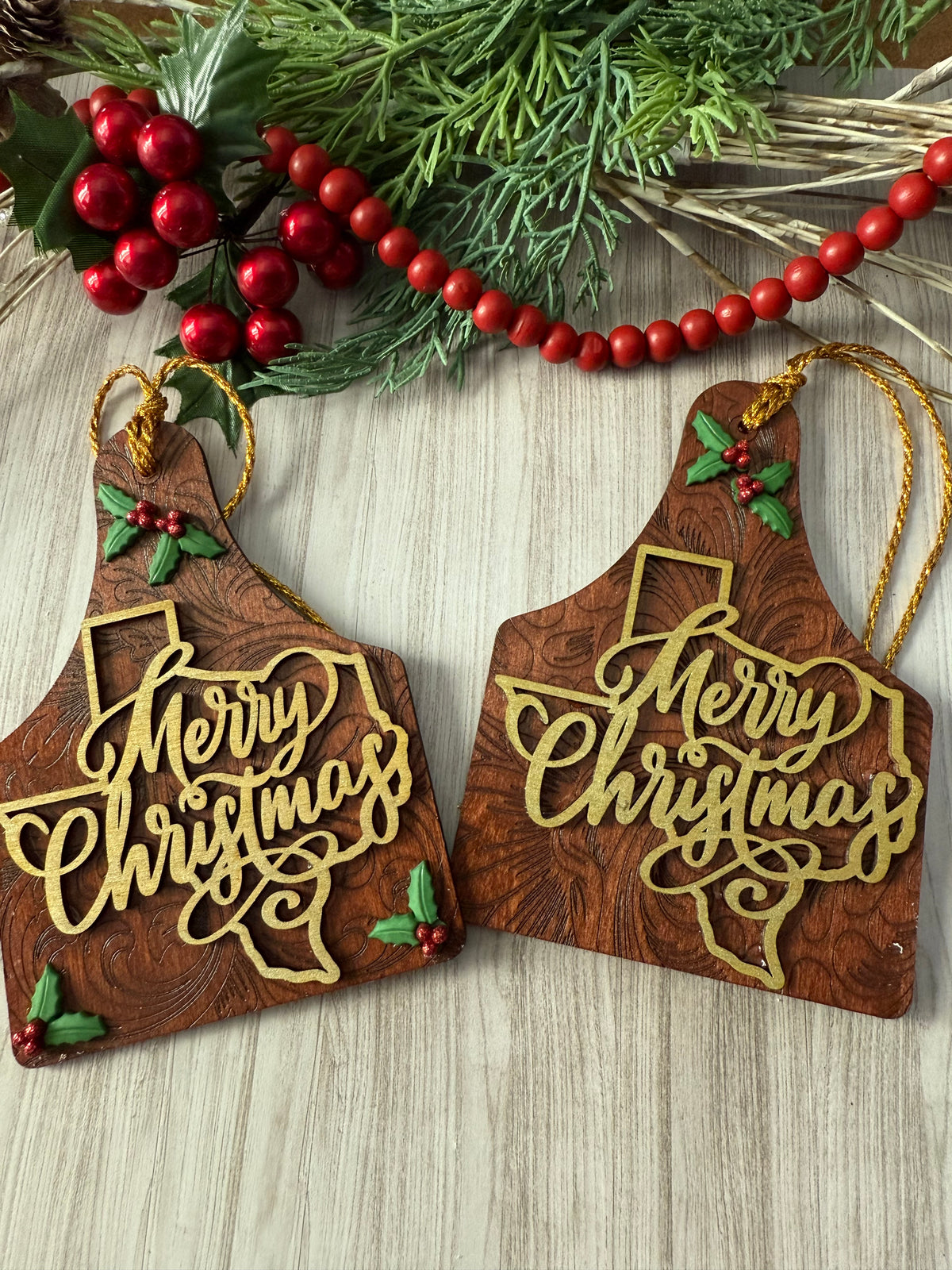 Texas Merry Christmas Wood Ornament